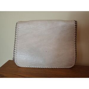 Taleen Clutch Bag Purse Gray Chain Trim Oversized